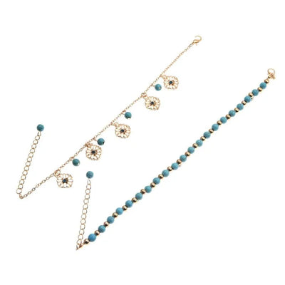 Tobilleras de aleación con colgantes florales