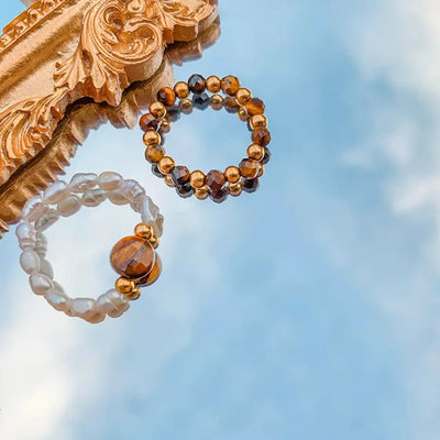 Trío de Anillos de Ojo de Tigre