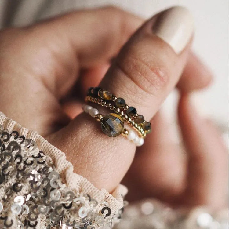 Trío de Anillos de Ojo de Tigre