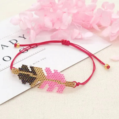 Trío de pulseras brasileñas rosa de verano