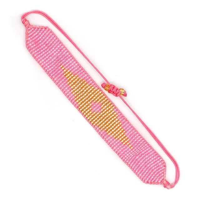 Trío de pulseras brasileñas rosa de verano