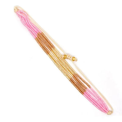 Trío de pulseras brasileñas rosa de verano