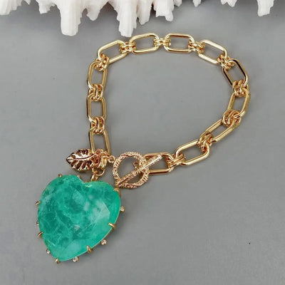 Pulsera Dorada con Cuarzo Verde