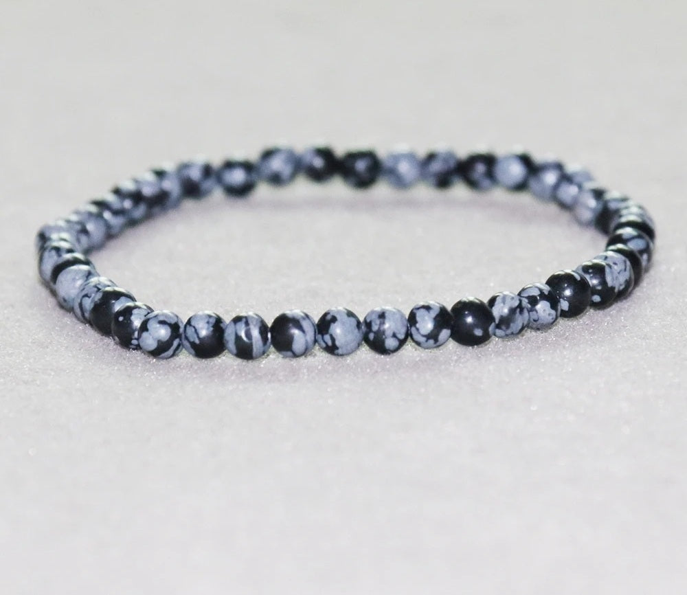 Pulsera de Obsidiana Nevada de 4 mm para Energía y Protección Diaria