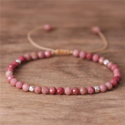 Pulsera Ajustable de Rodonita Facetada para la Armonía Emocional