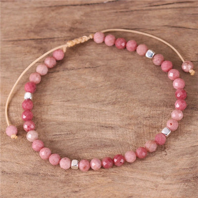 Pulsera Ajustable de Rodonita Facetada para la Armonía Emocional