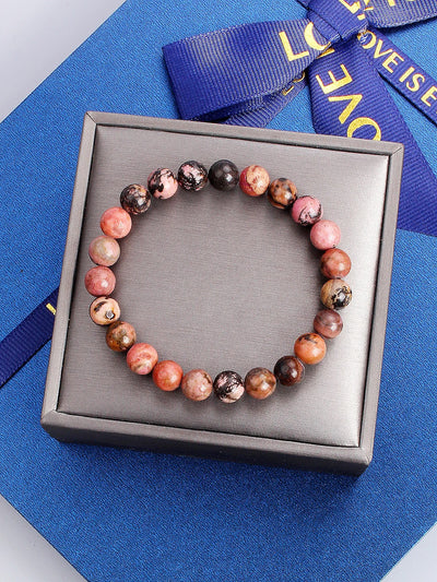 Pulsera de Rodonita Natural para Calmar el Estrés y Elevar tu Energía
