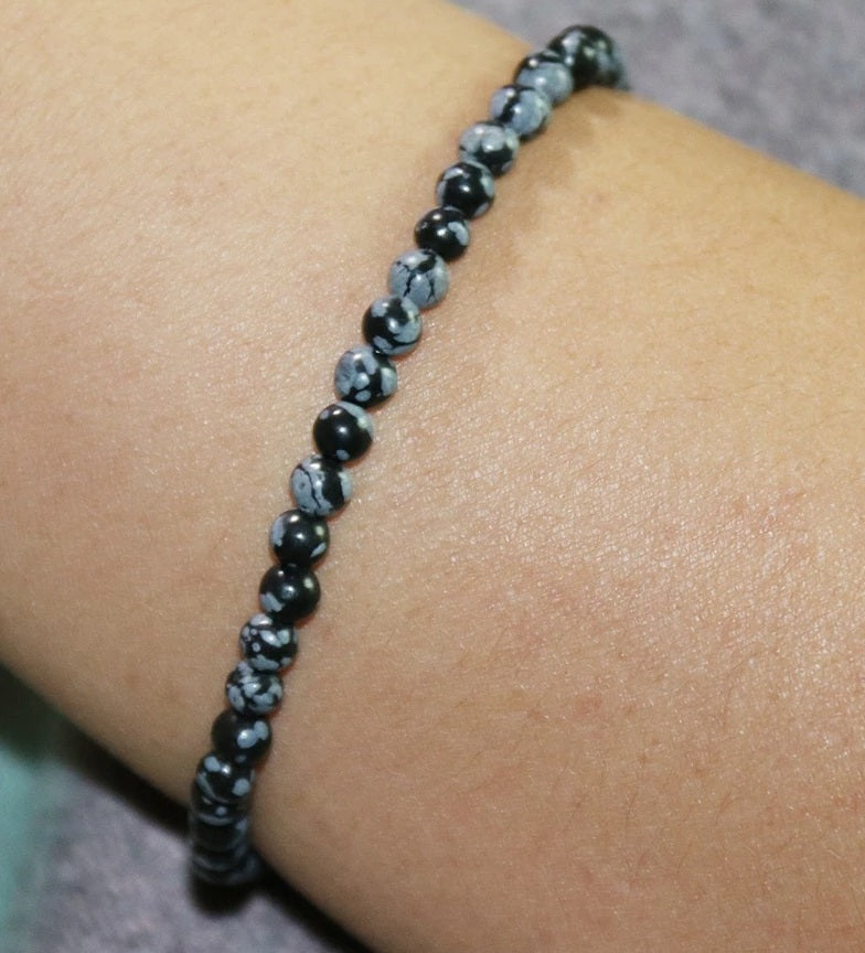 Pulsera de Obsidiana Nevada de 4 mm para Energía y Protección Diaria