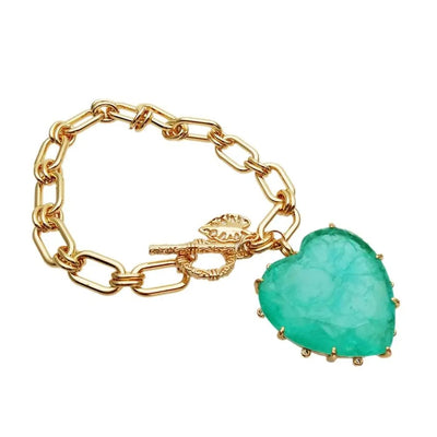 Pulsera Dorada con Cuarzo Verde