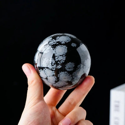 Esfera de Obsidiana Nevada Natural para Energía y Decoración Zen