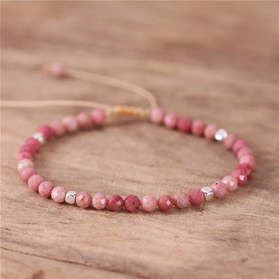 Pulsera Ajustable de Rodonita Facetada para la Armonía Emocional