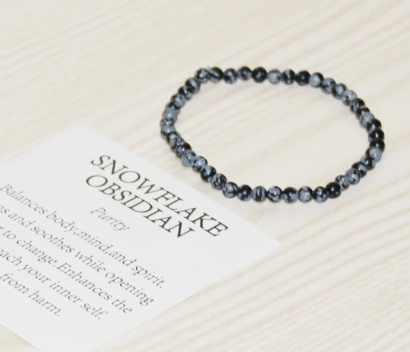 Pulsera de Obsidiana Nevada de 4 mm para Energía y Protección Diaria