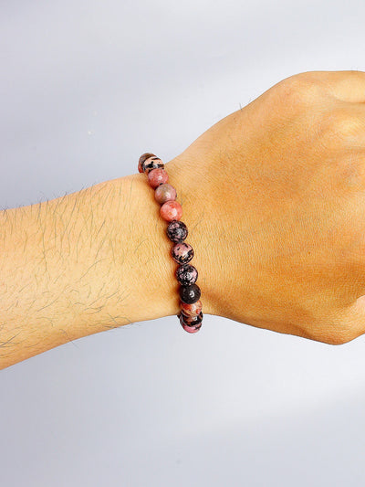 Pulsera de Rodonita Natural para la Paz Interior y el Amor Propio