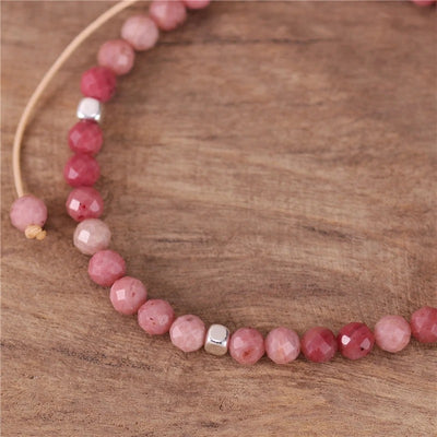 Pulsera Ajustable de Rodonita Facetada para la Armonía Emocional