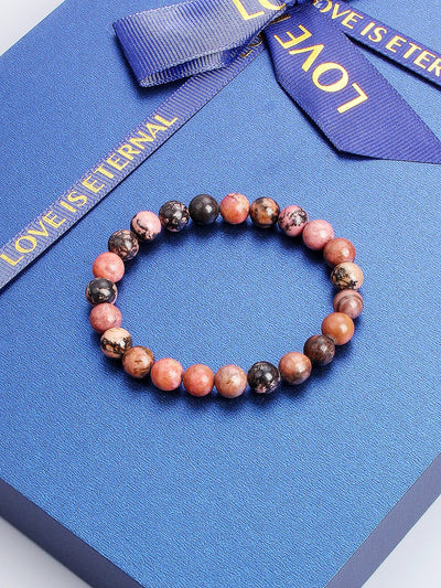 Pulsera de Rodonita Natural para la Paz Interior y el Amor Propio