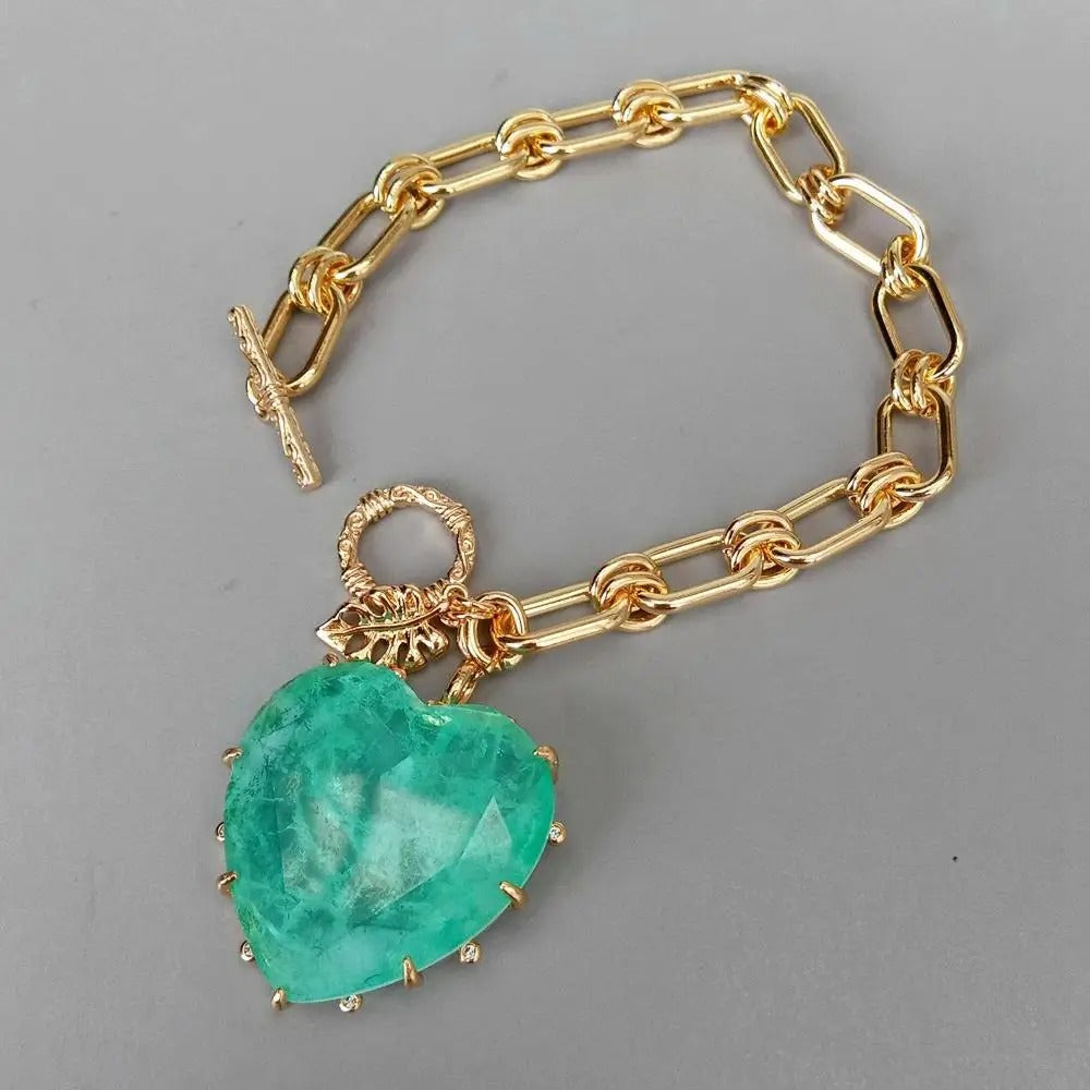 Pulsera Dorada con Cuarzo Verde