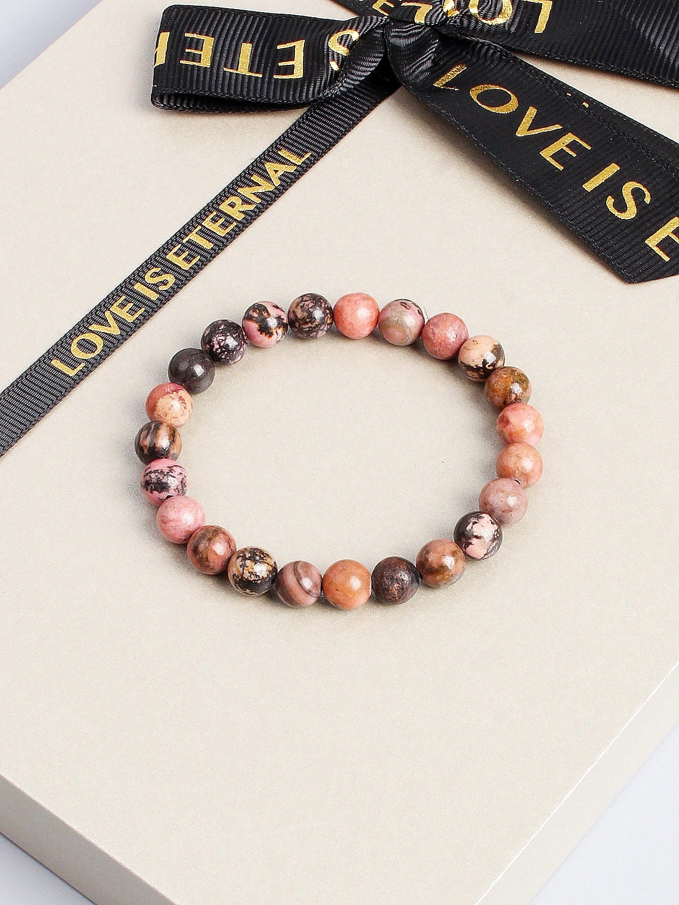 Pulsera de Rodonita Natural para la Paz Interior y el Amor Propio