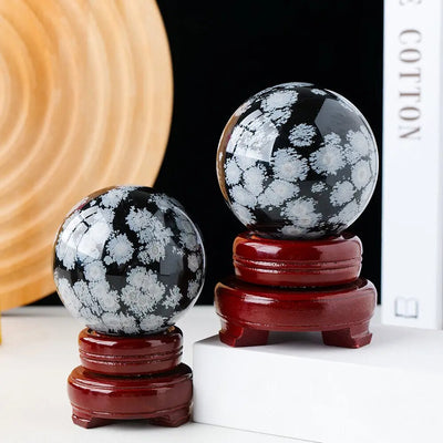Esfera de Obsidiana Nevada Natural para Energía y Decoración Zen