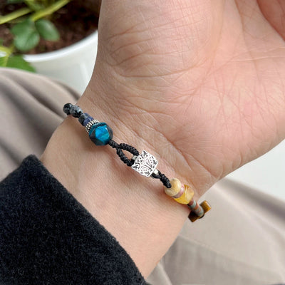 Pulsera Feng Shui de Protección con Obsidiana Nevada y Ojo de Tigre