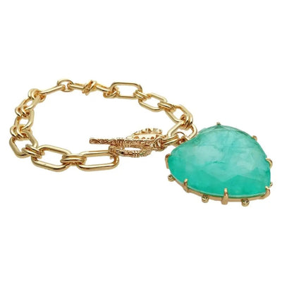 Pulsera Dorada con Cuarzo Verde