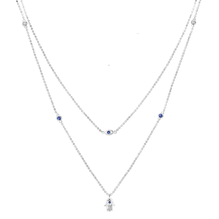 Fatima's Hand necklace with Lapis Lazuli in 925 silver, protection and inner wisdom